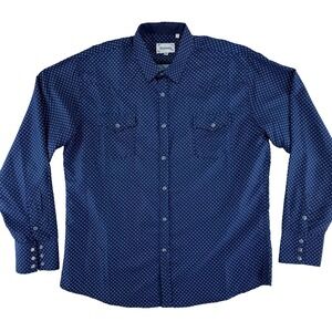 Ace Of Diamond Western Snap Button Shirt Mens 2XL Blue All Over Print